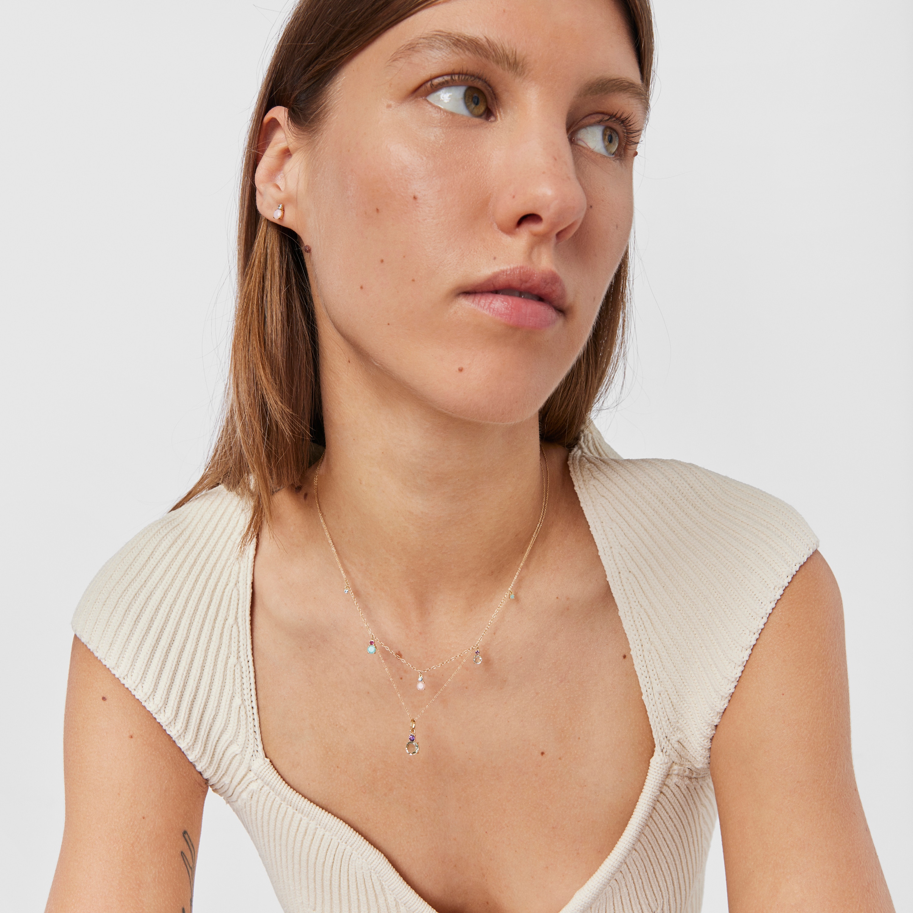 Mini Ivette Necklace in 18K solid gold with Gemstones