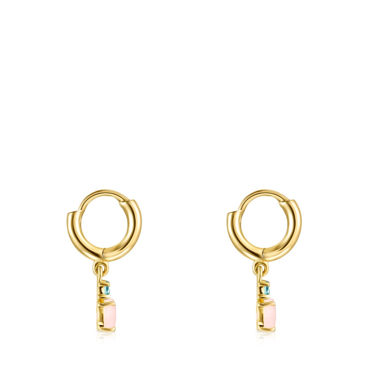 Mini Ivette short Earrings in Gold with Opal and Topaz