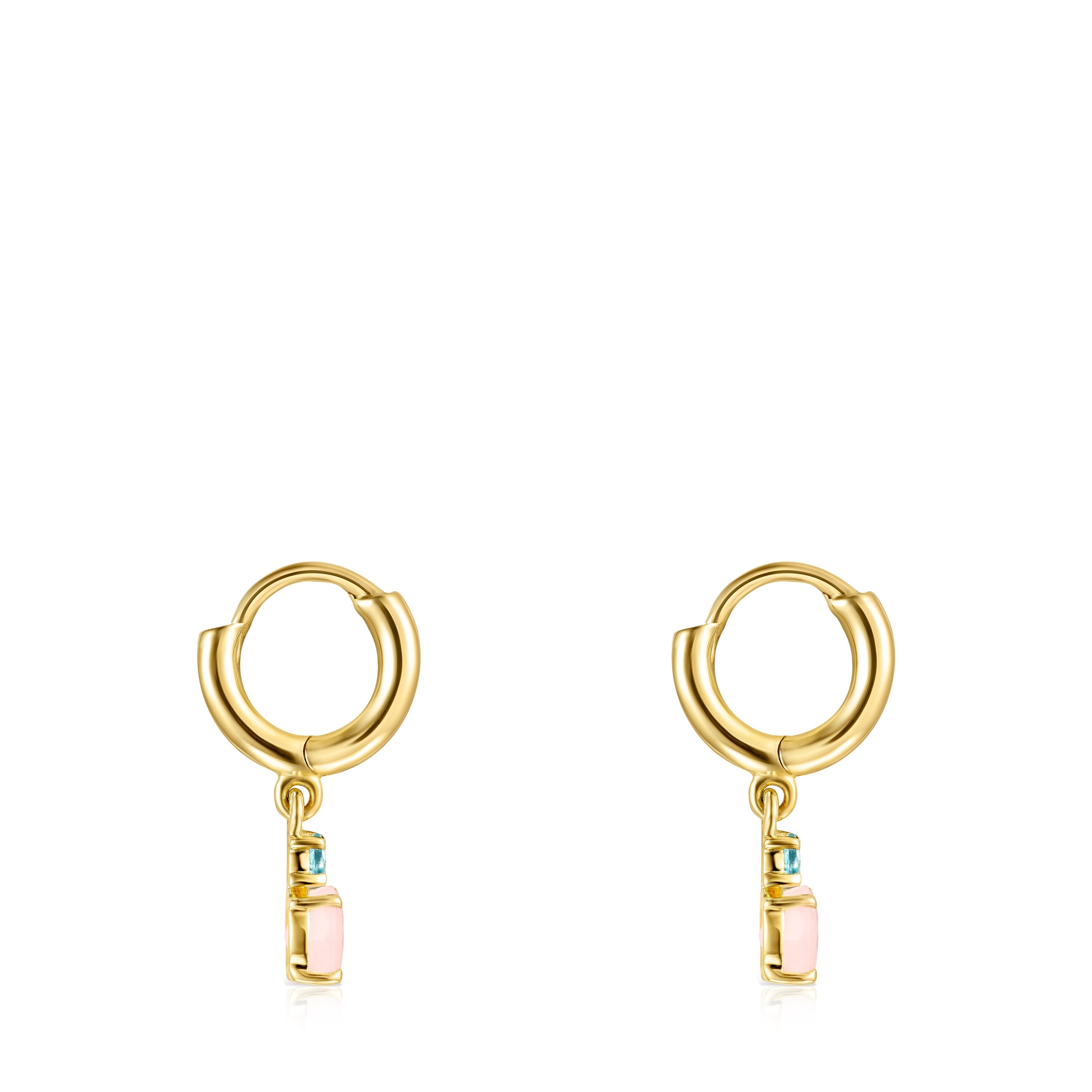 Mini Ivette short Earrings in Gold with Opal and Topaz