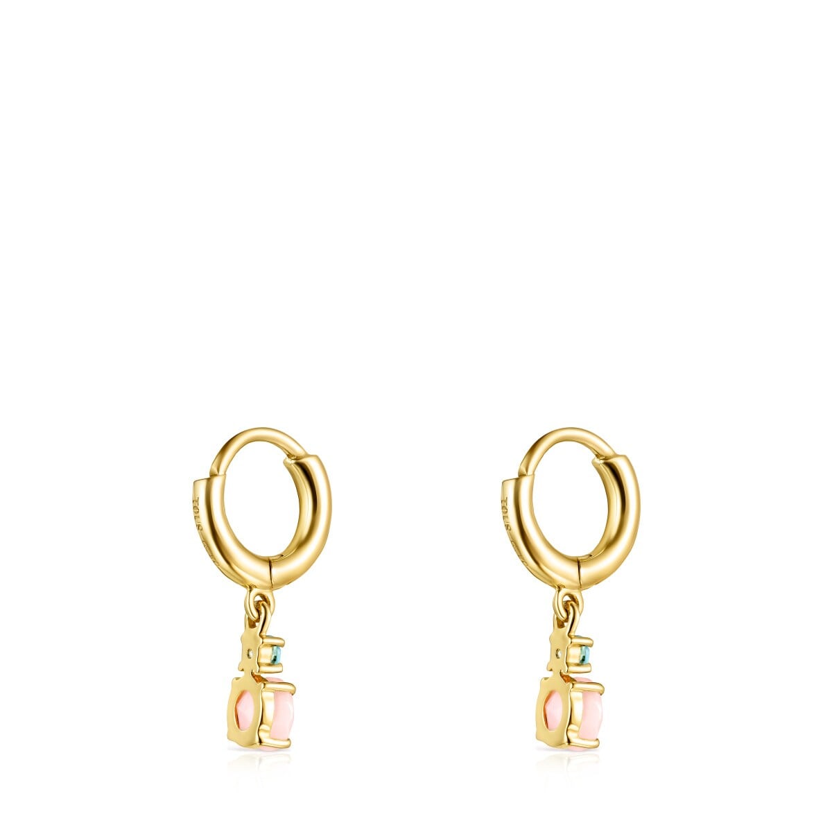 Mini Ivette short Earrings in Gold with Opal and Topaz