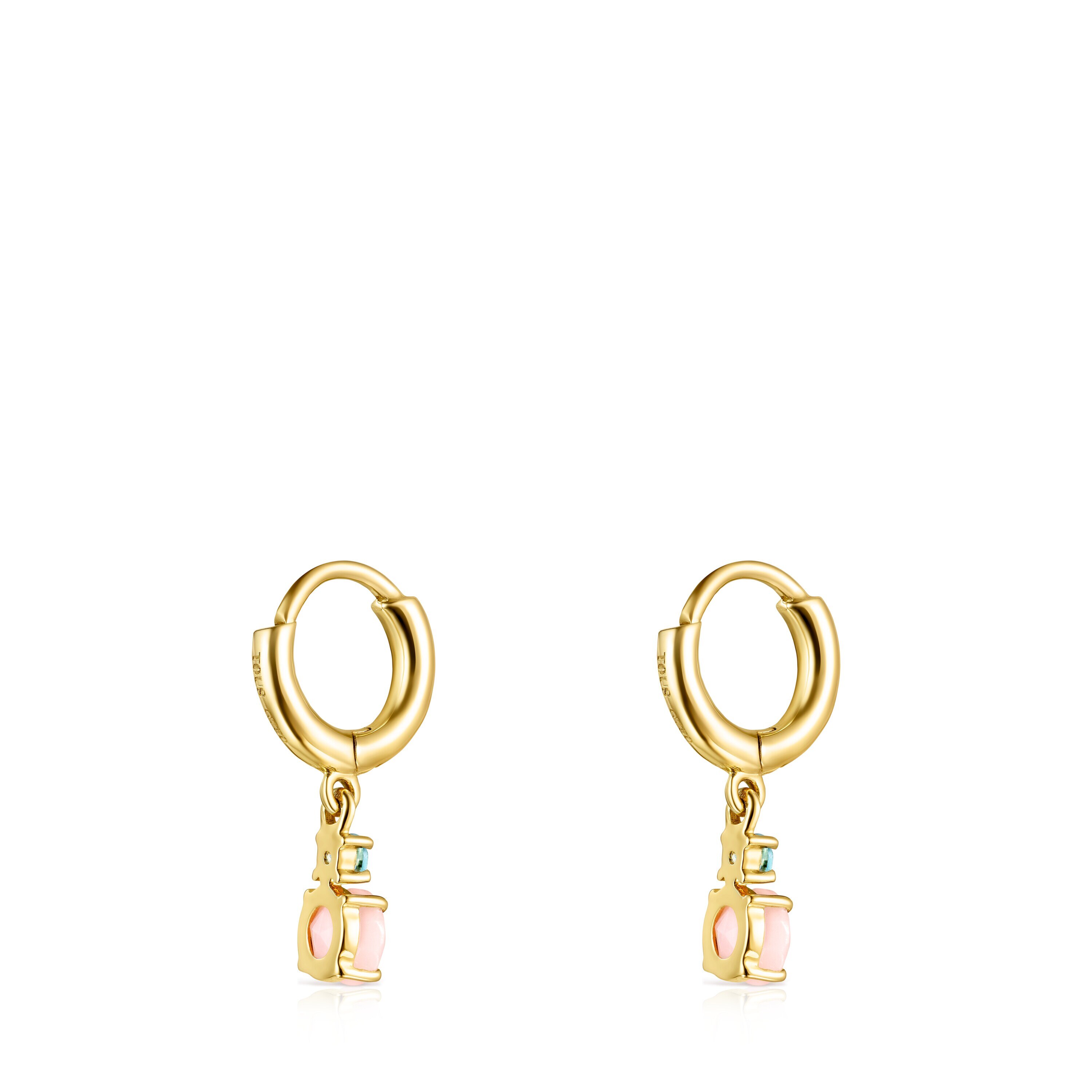 Mini Ivette short Earrings in Gold with Opal and Topaz