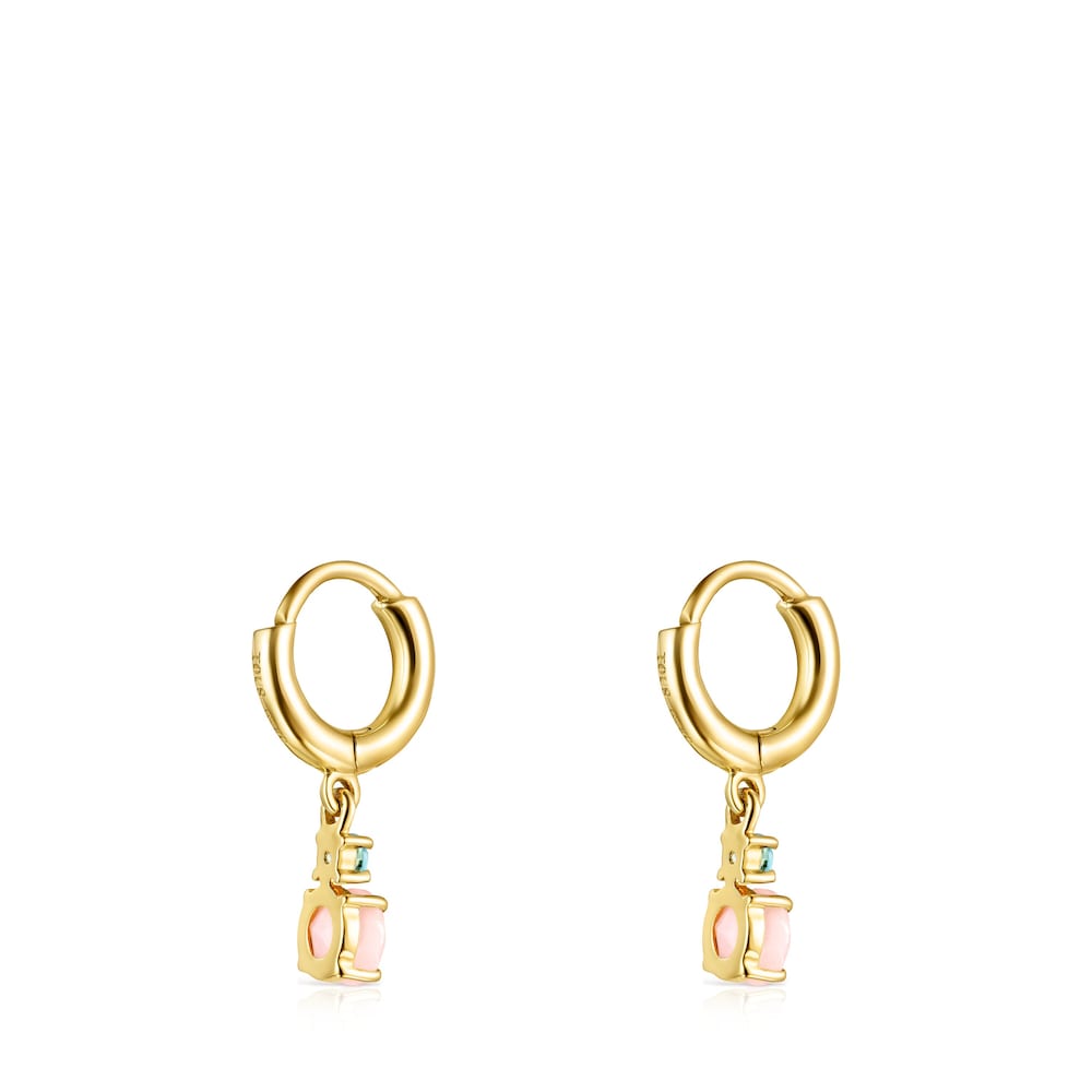 Pendientes cortos de oro con ópalo y topacio Mini Ivette image number 2