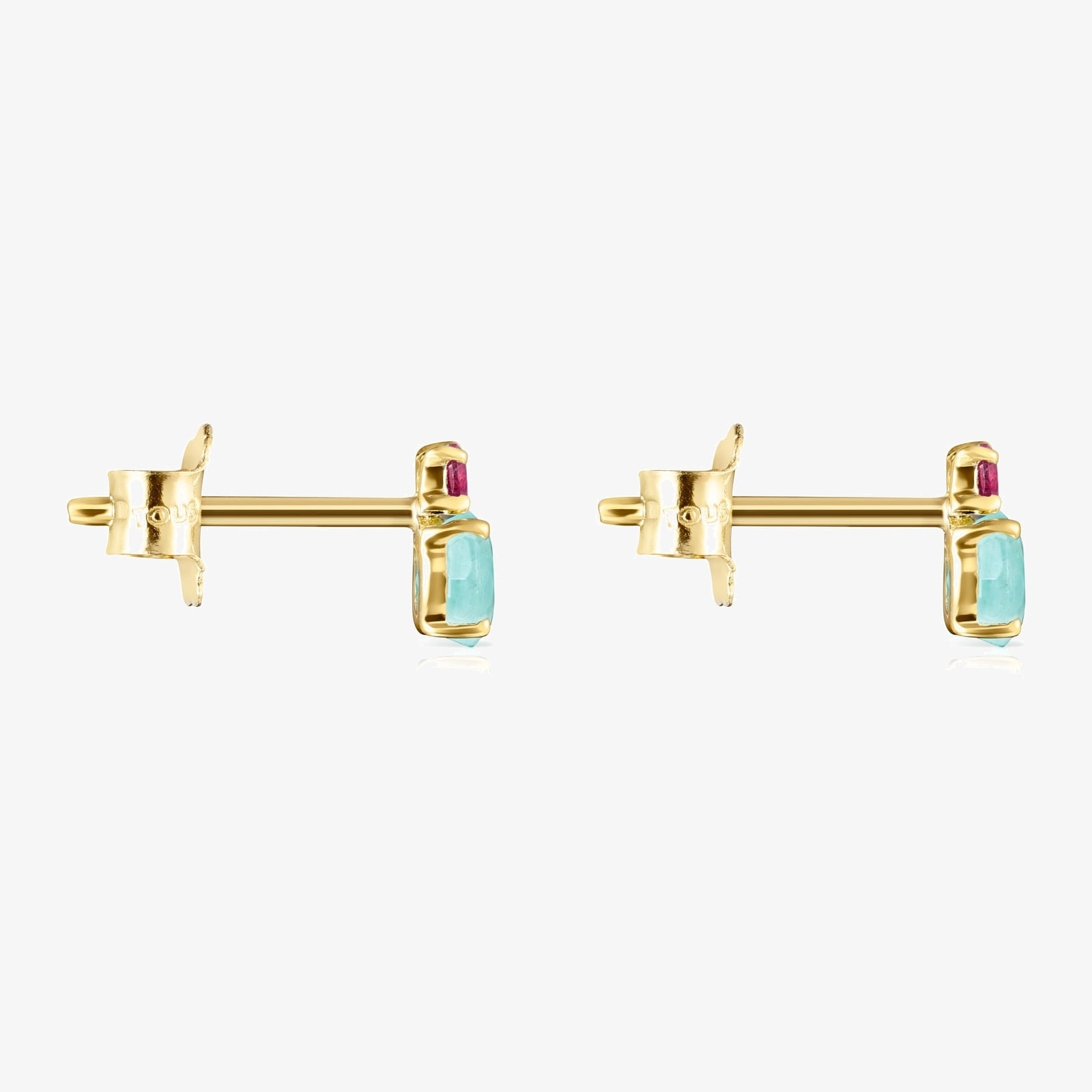 Mini Ivette Earrings in 18K solid gold with Amazonite and Ruby