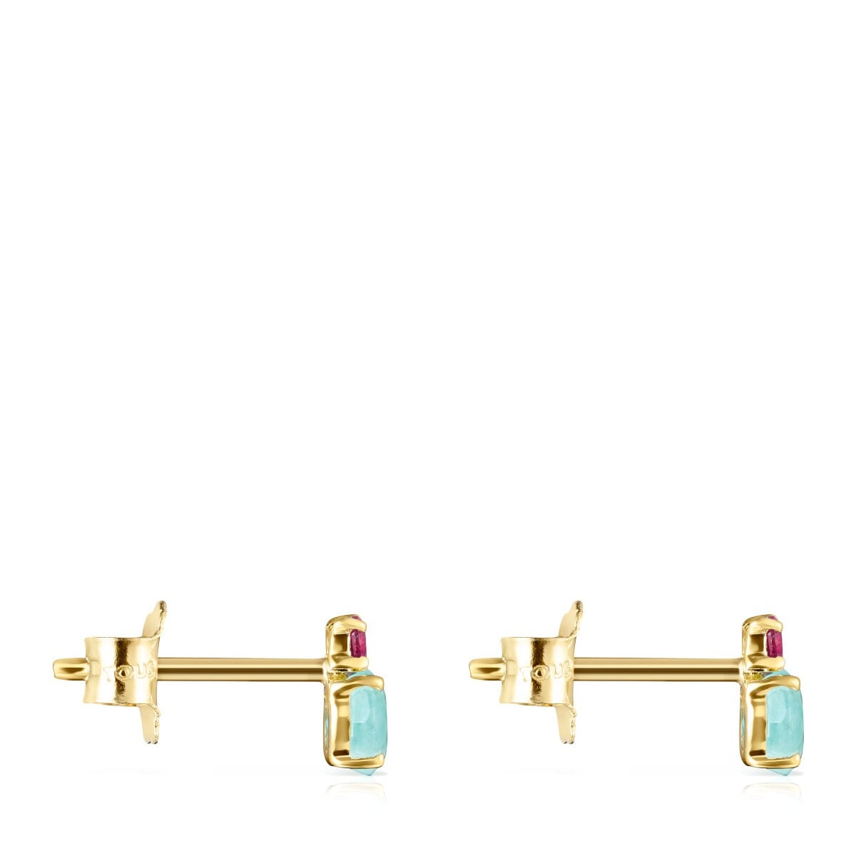 Pendientes de oro con amazonita y rubí Mini Ivette