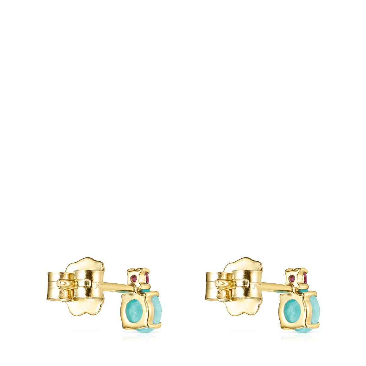 Pendientes de oro con amazonita y rubí Mini Ivette