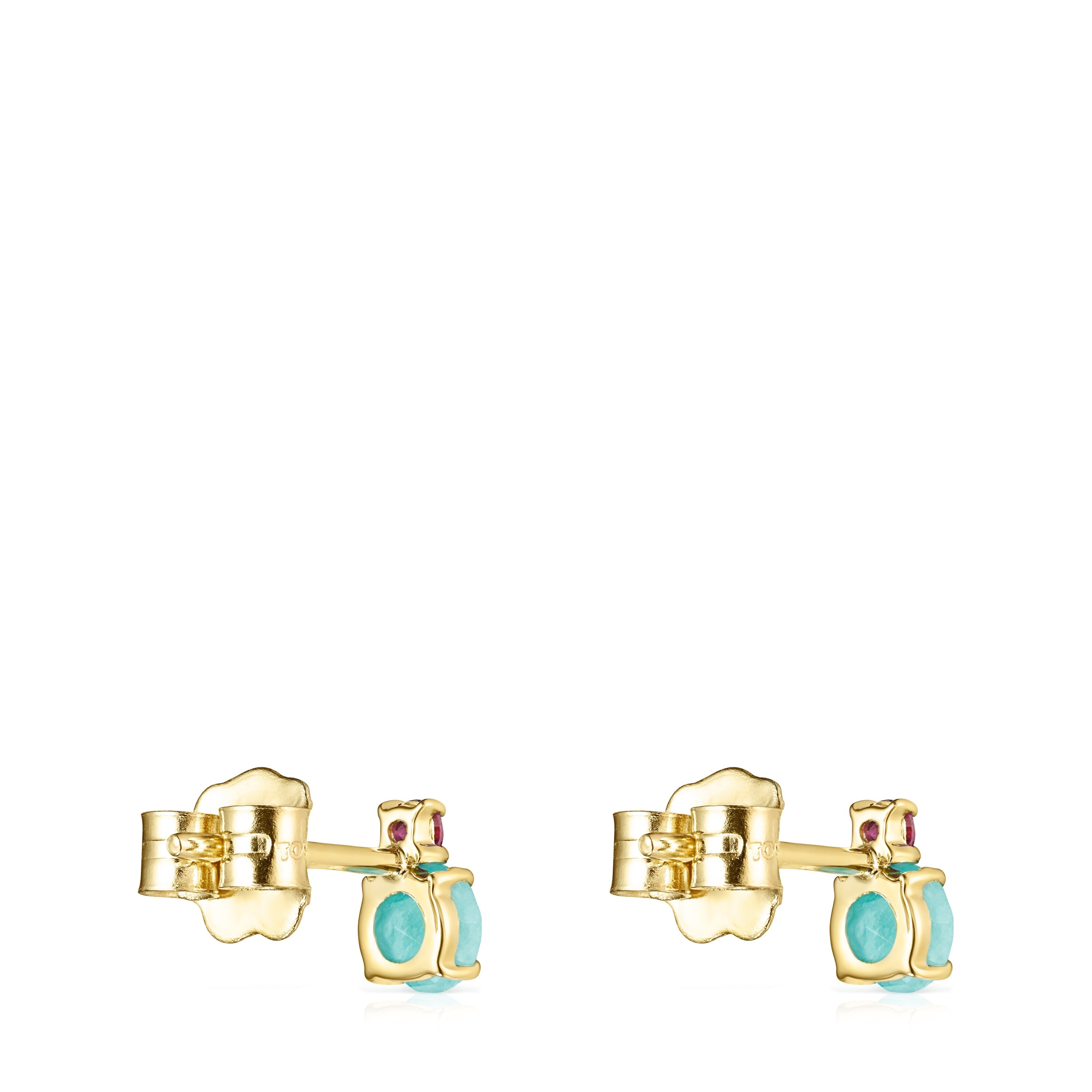Mini Ivette Earrings in Gold with Amazonite and Ruby