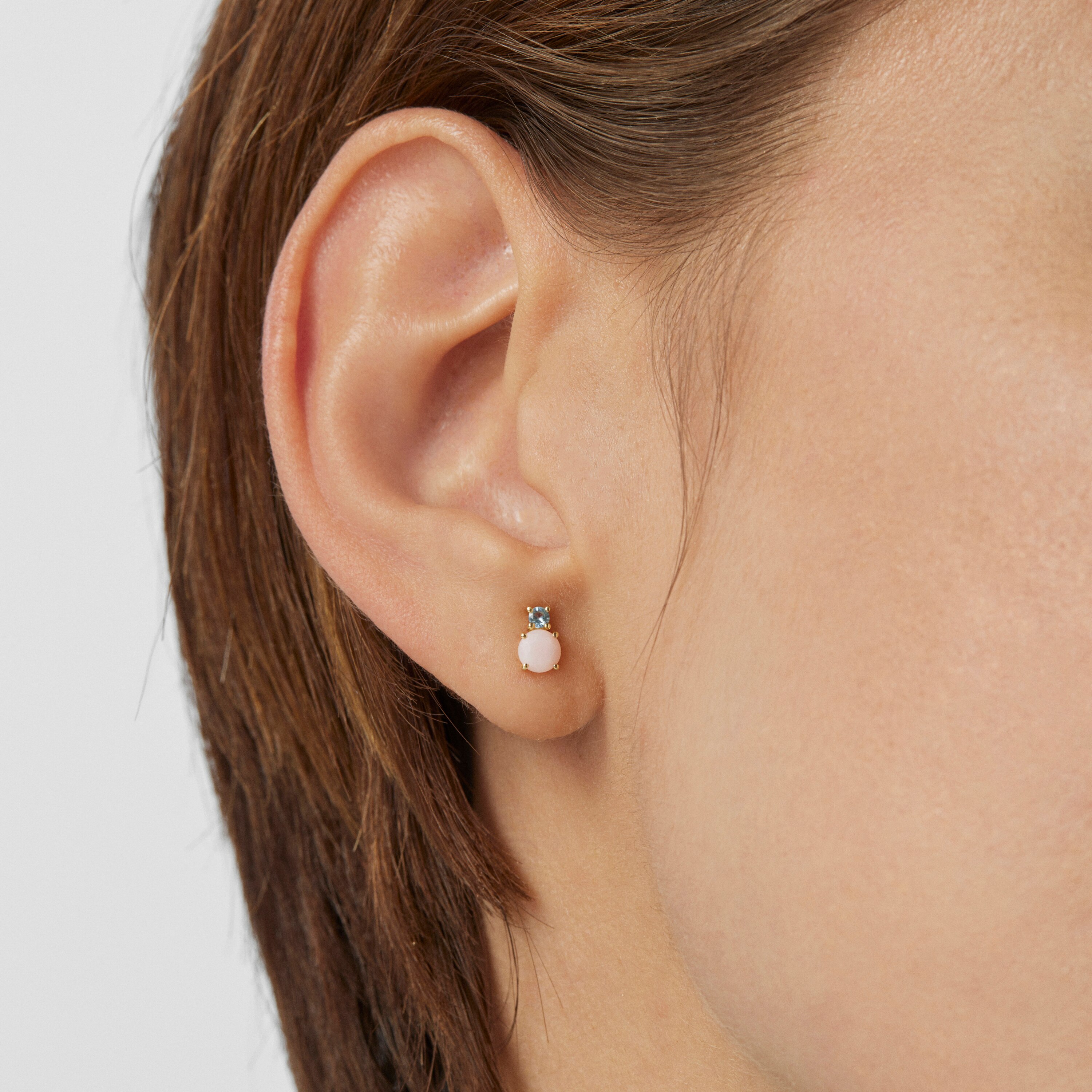 Mini Ivette Earrings in 18K solid gold with Opal and Topaz