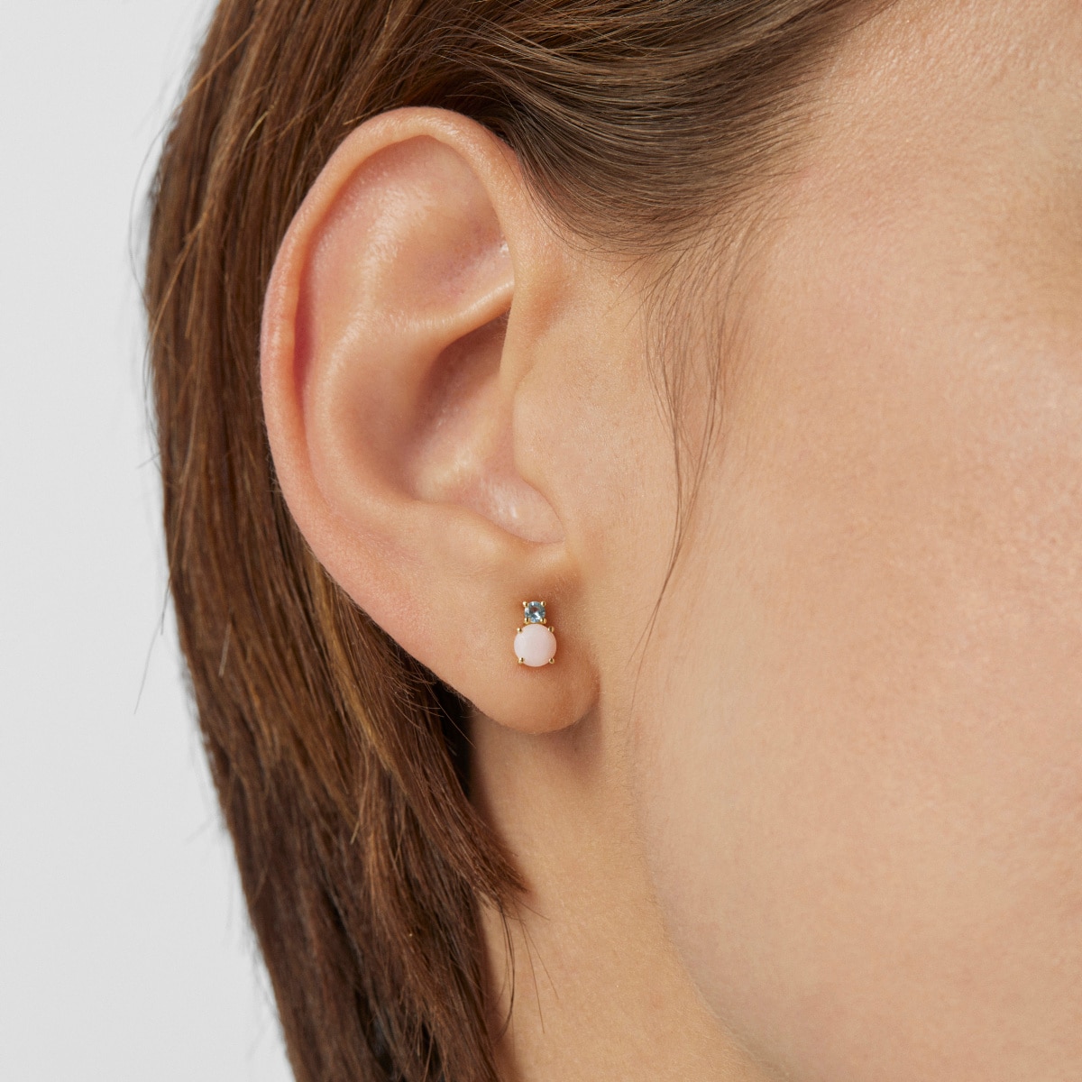 Mini Ivette Earrings in Gold with Opal and Topaz