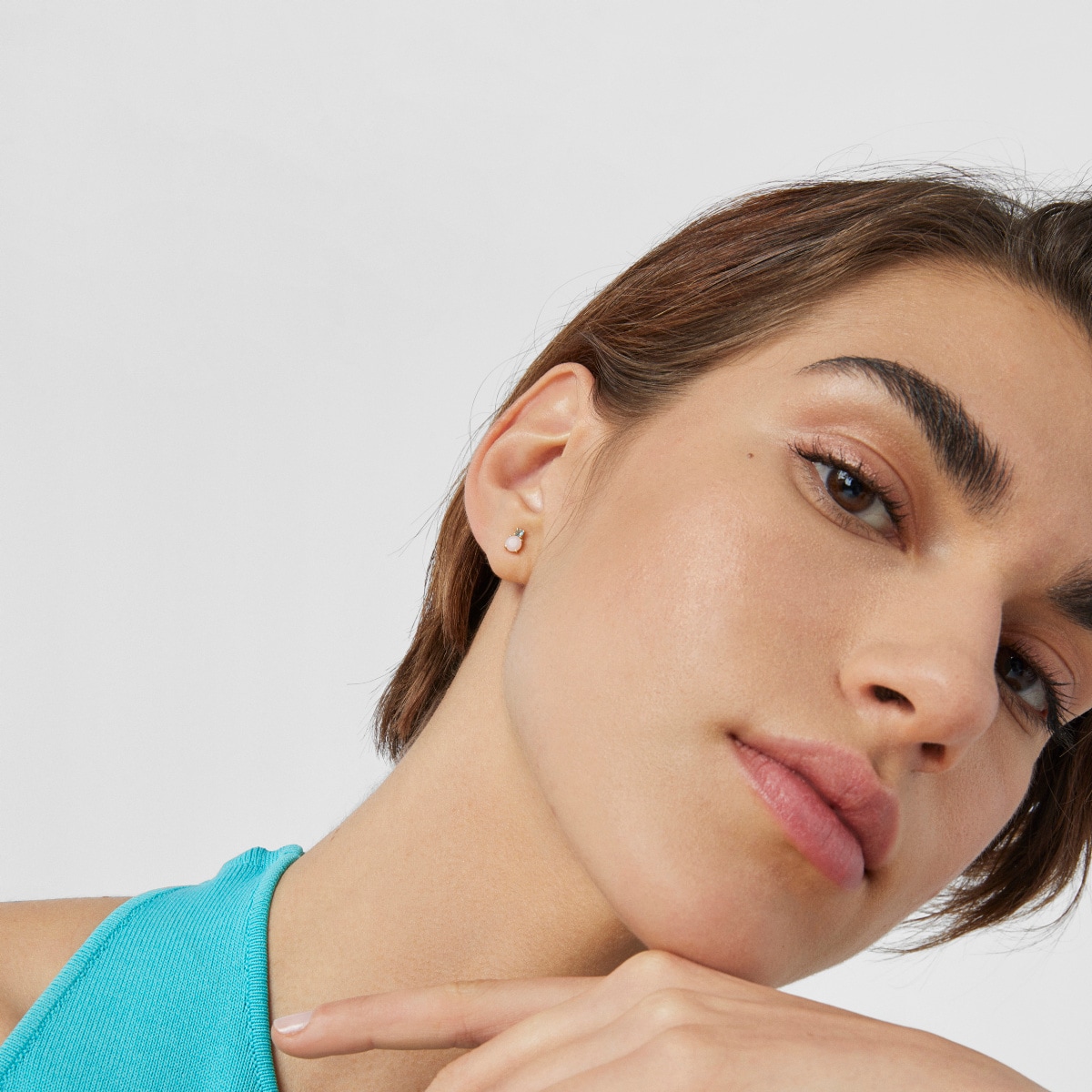 Mini Ivette Earrings in Gold with Opal and Topaz