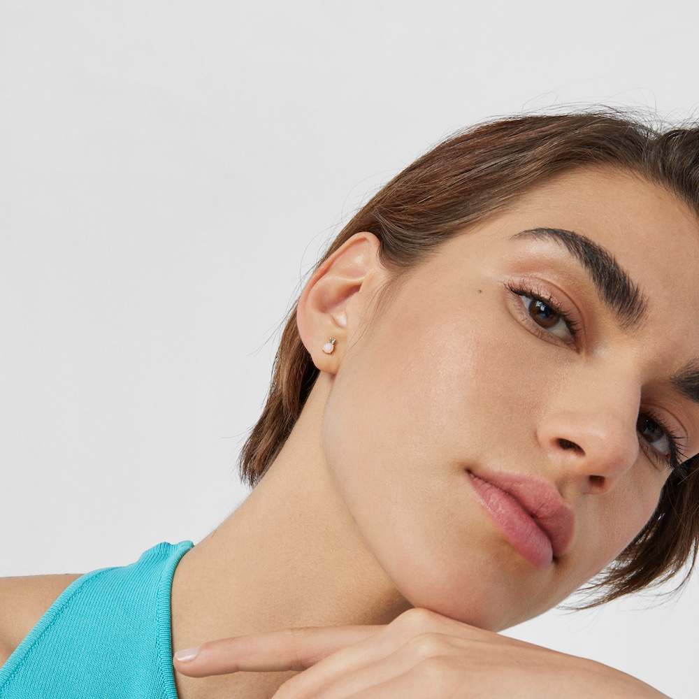 Mini Ivette Earrings in Gold with Opal and Topaz