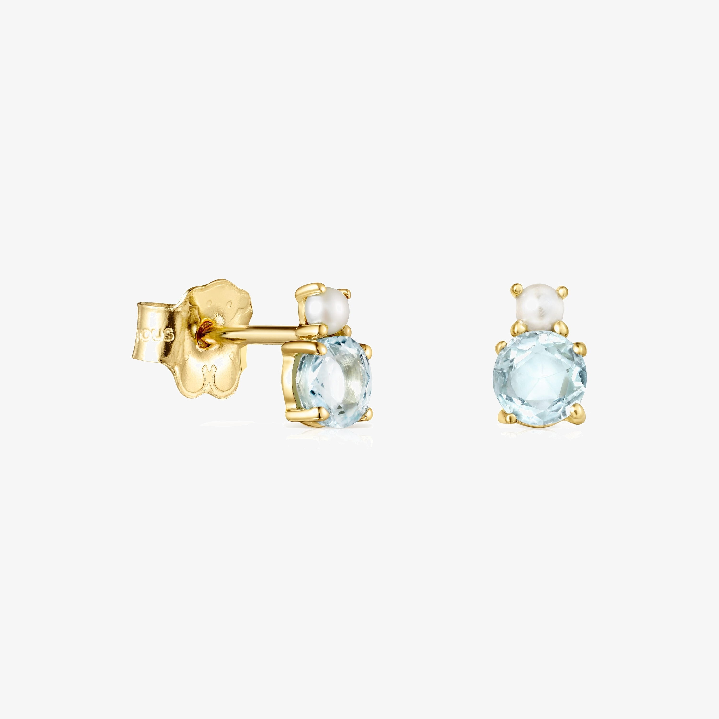 Mini Ivette Earrings in 18K solid gold with Topaz and Pearl