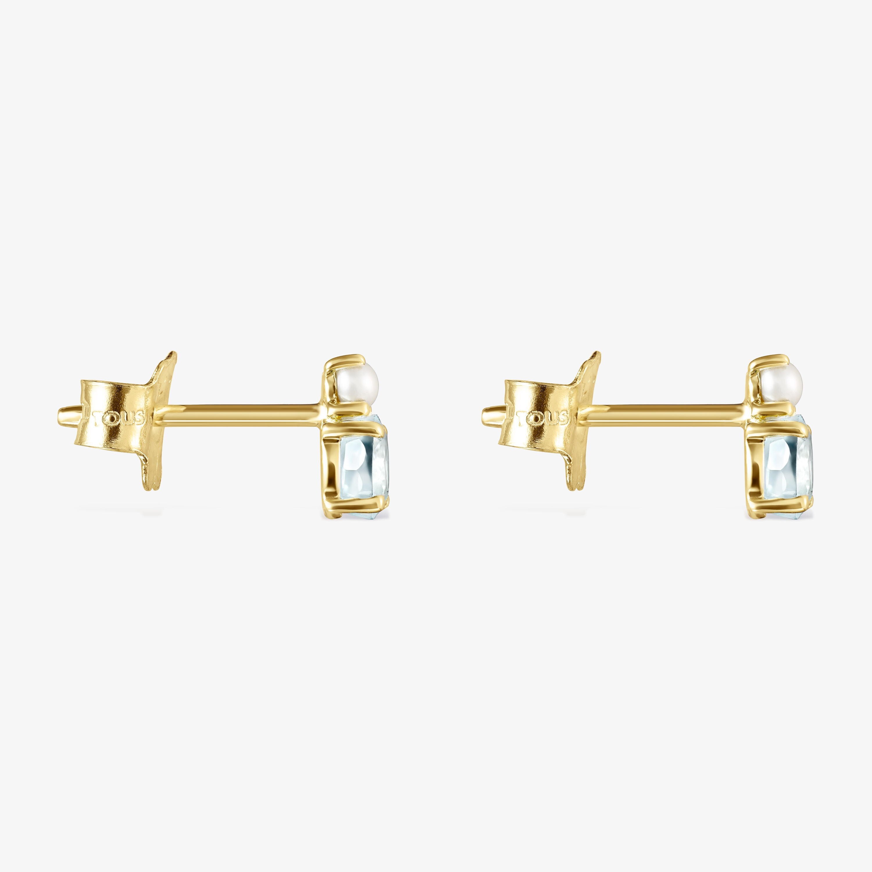 Mini Ivette Earrings in 18K solid gold with Topaz and Pearl