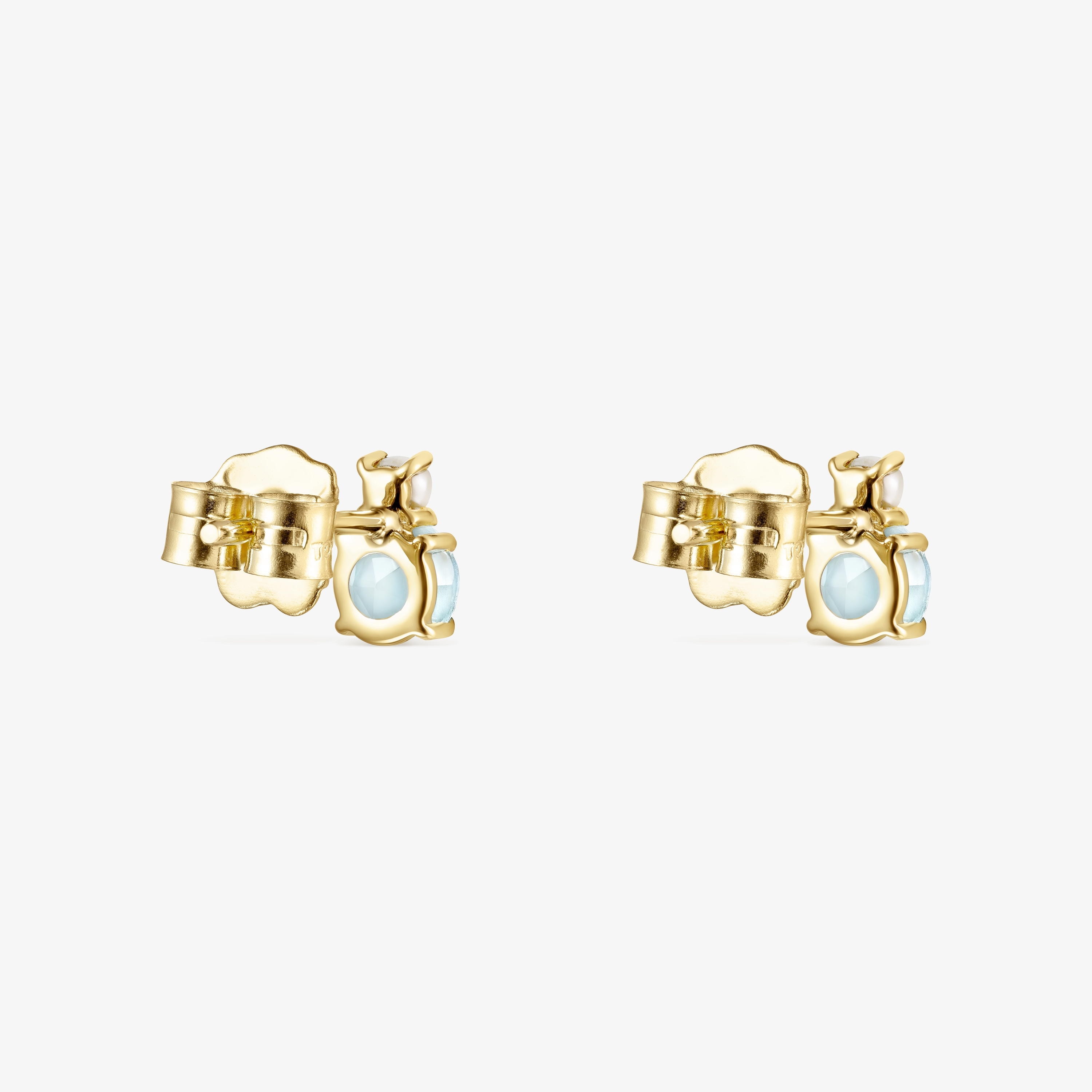 Mini Ivette Earrings in 18K solid gold with Topaz and Pearl