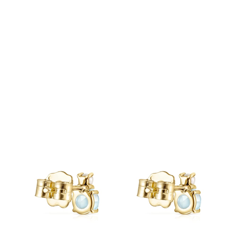 Mini Ivette Earrings in Gold with Topaz and Pearl image number 2