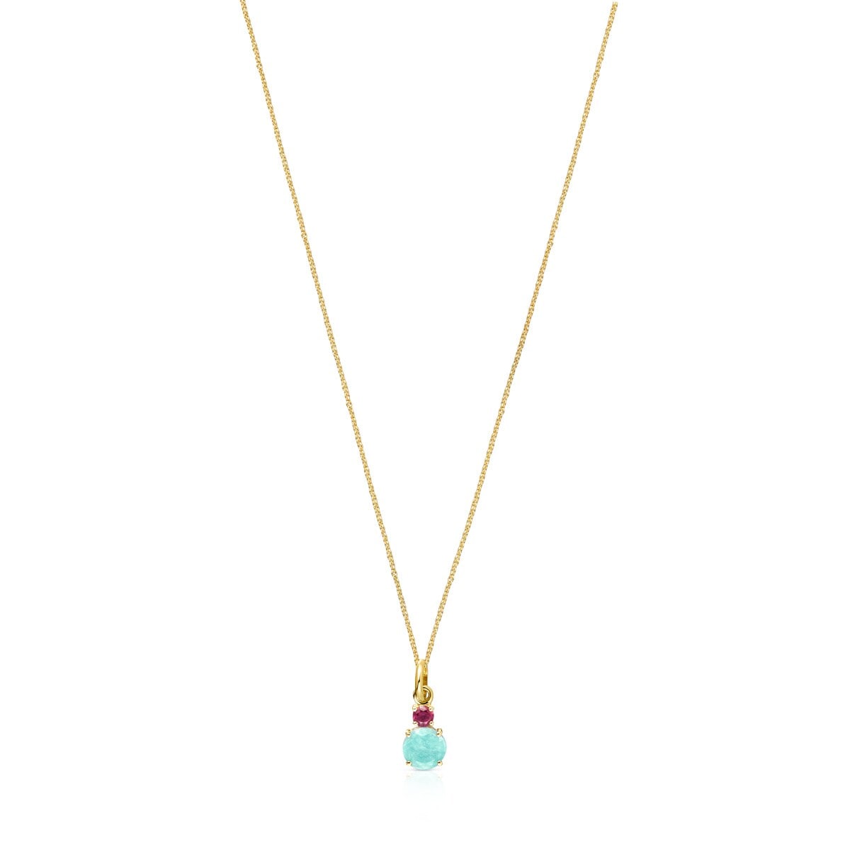 Mini Ivette Necklace in Gold with Amazonite and Ruby