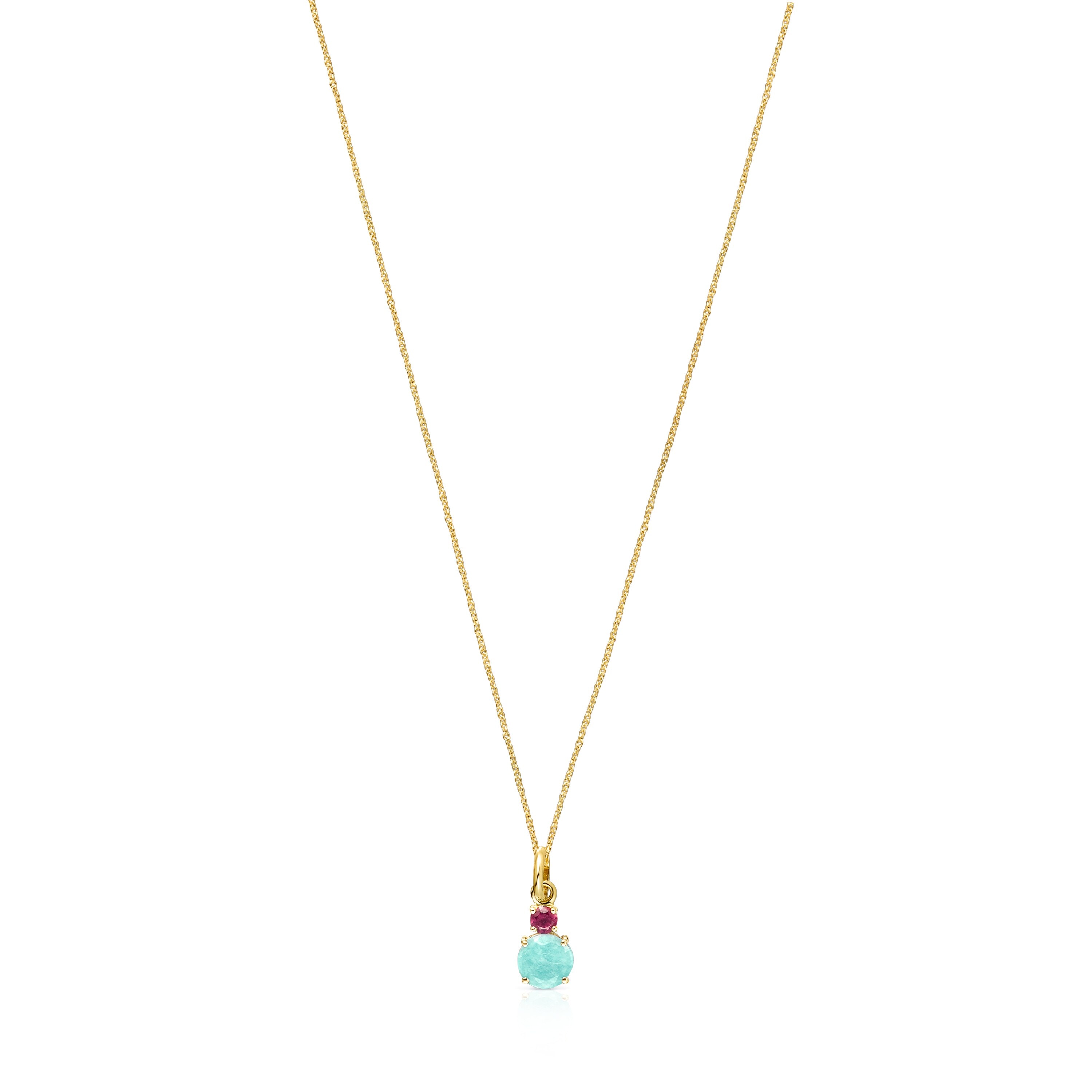 Collar de oro con amazonita y rubí Mini Ivette