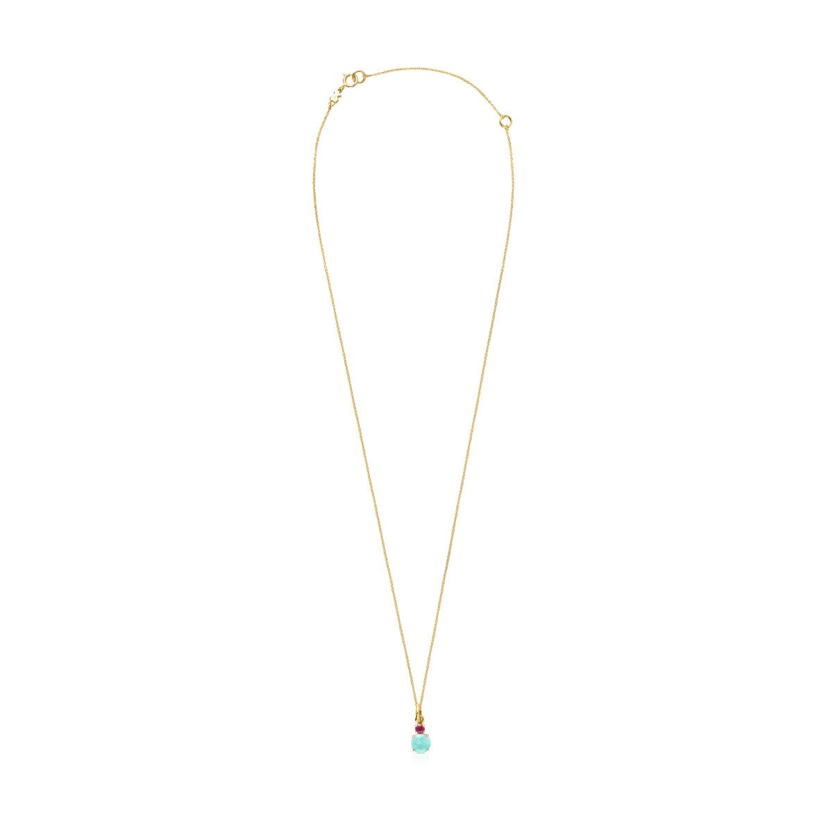Mini Ivette Necklace in Gold with Amazonite and Ruby