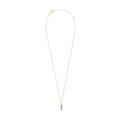 Collar de oro con amazonita y rubí Mini Ivette