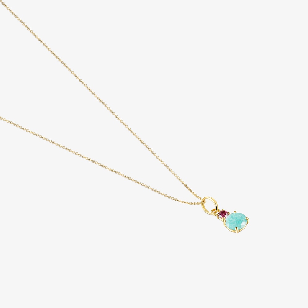 Mini Ivette - Naszyjnik Tous z ż&oacute;łtego złota z amazonitem i rubinem