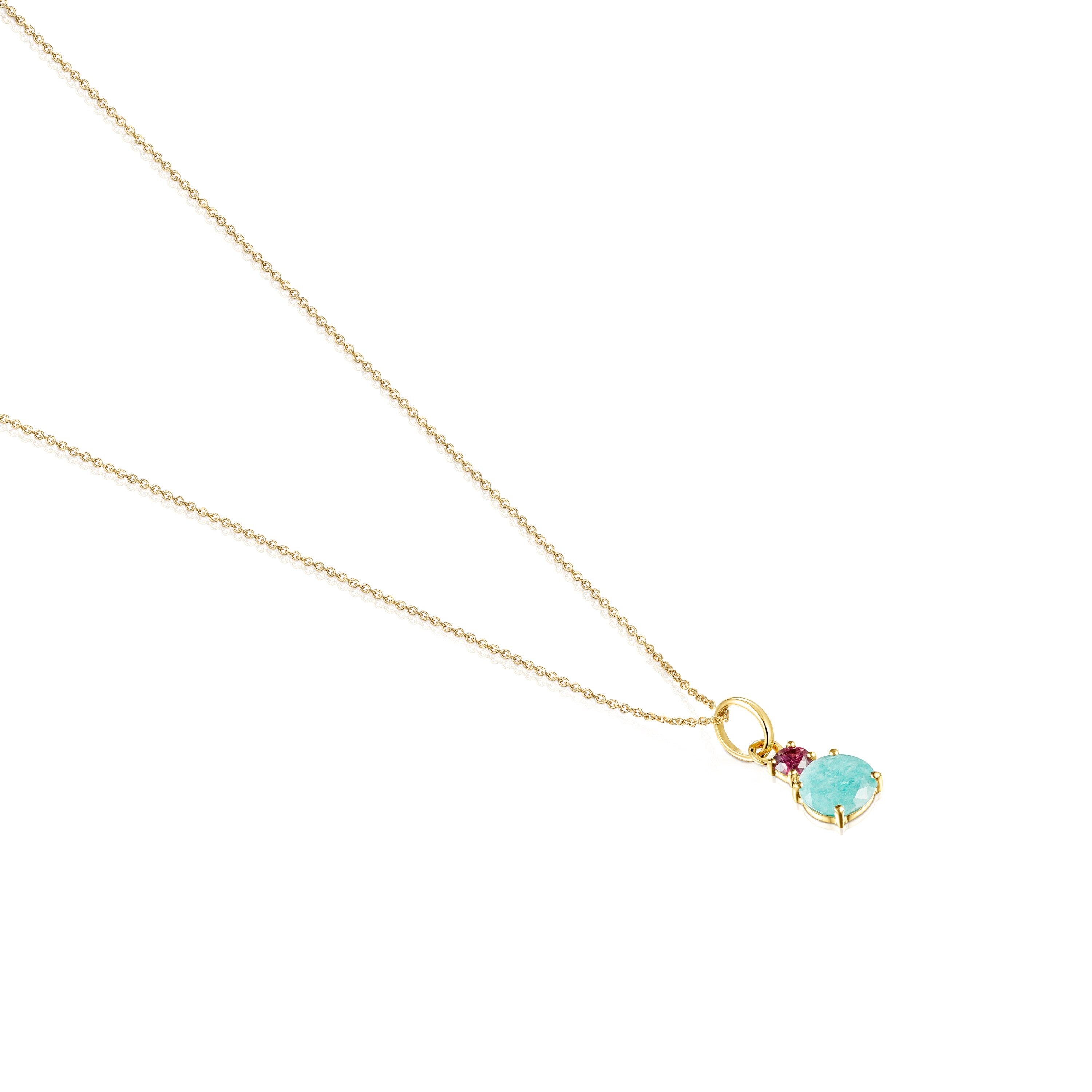 Collar de oro con amazonita y rubí Mini Ivette