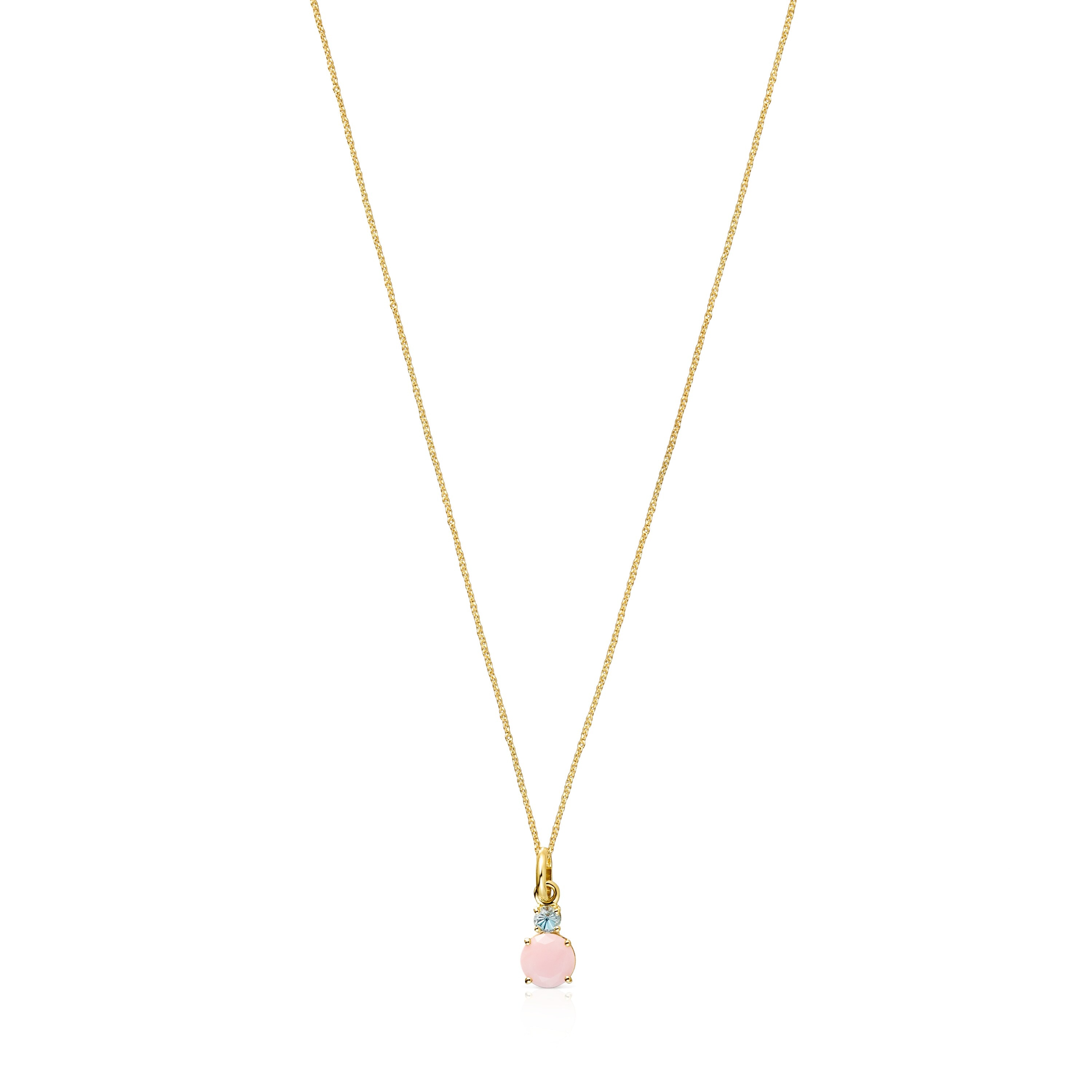Mini Ivette Necklace in 18K Solid Gold with Opal and Topaz