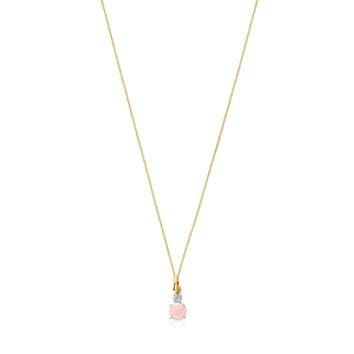 Mini Ivette - N&aacute;hrdeln&iacute;k Tous zo zlata s ružov&yacute;m op&aacute;lom a top&aacute;som
