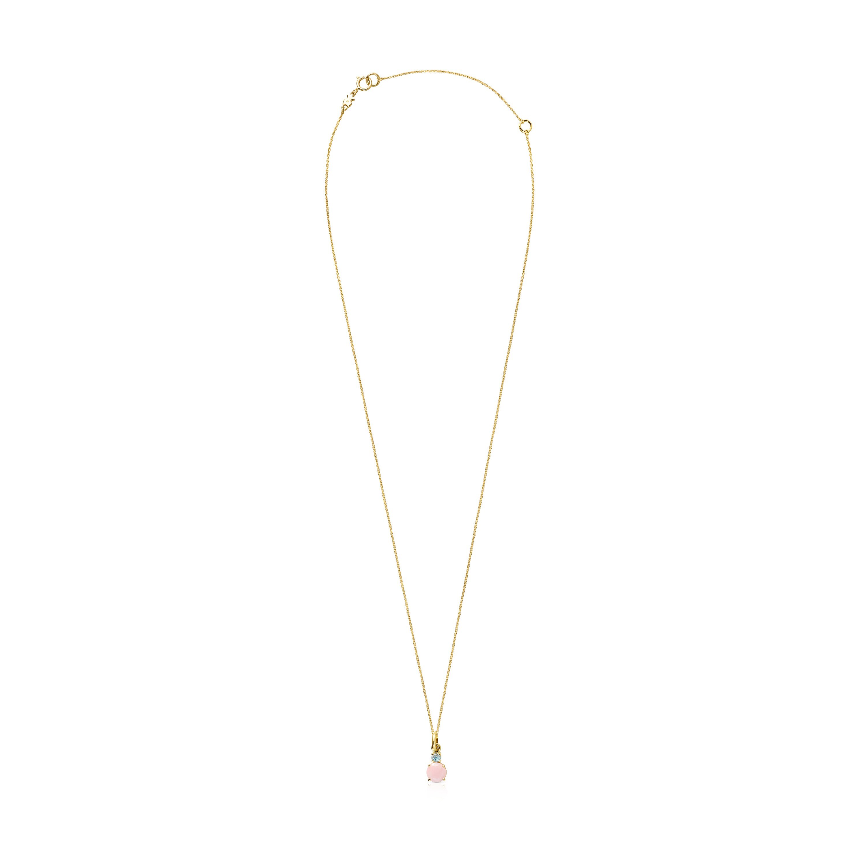 Mini Ivette Necklace in 18K Solid Gold with Opal and Topaz