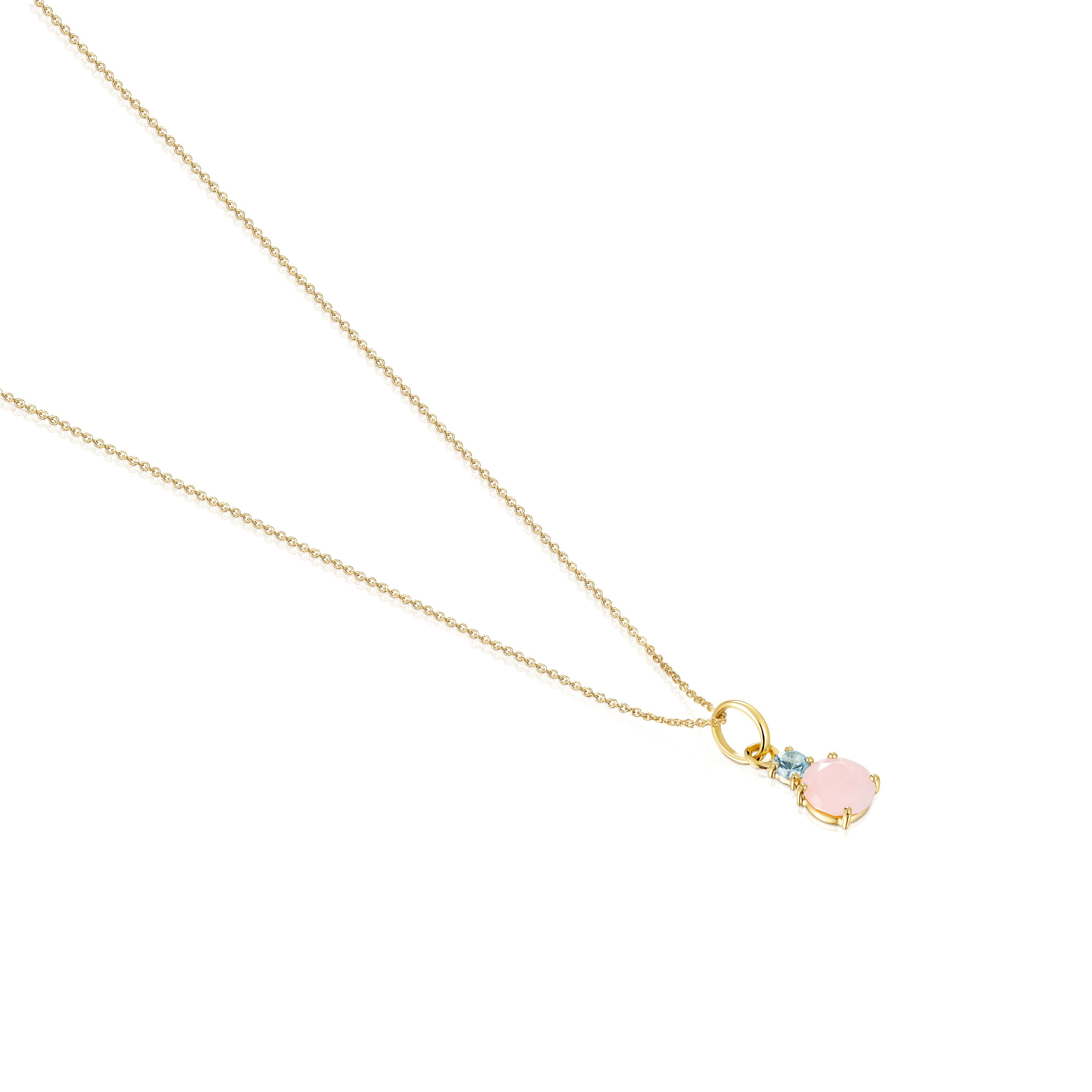 Mini Ivette Necklace in 18K Solid Gold with Opal and Topaz