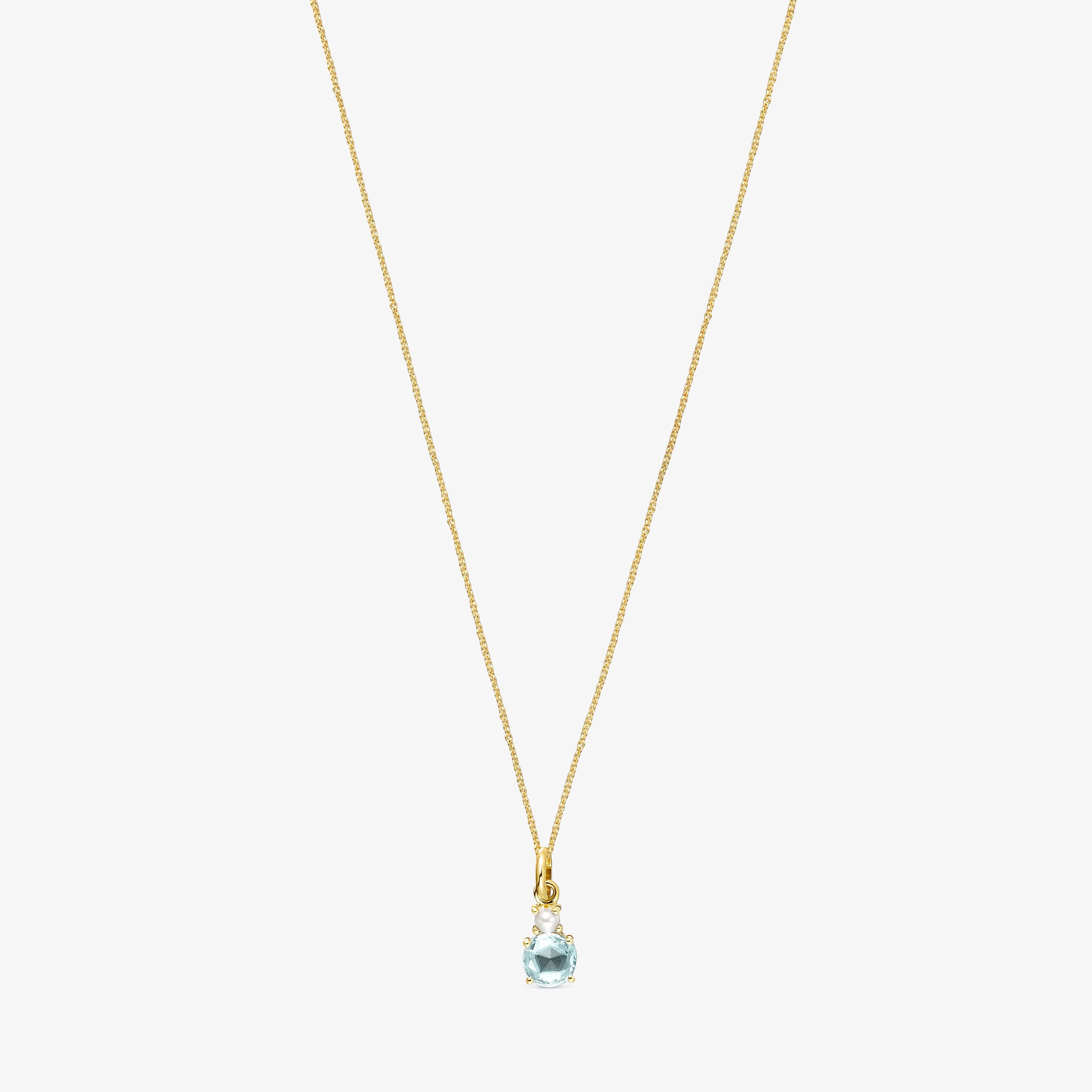 Mini Ivette Necklace in 18K solid gold with Topaz and Pearl