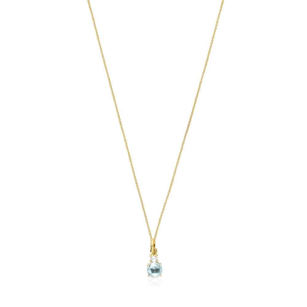 Mini Ivette Necklace in Gold with Topaz and Pearl