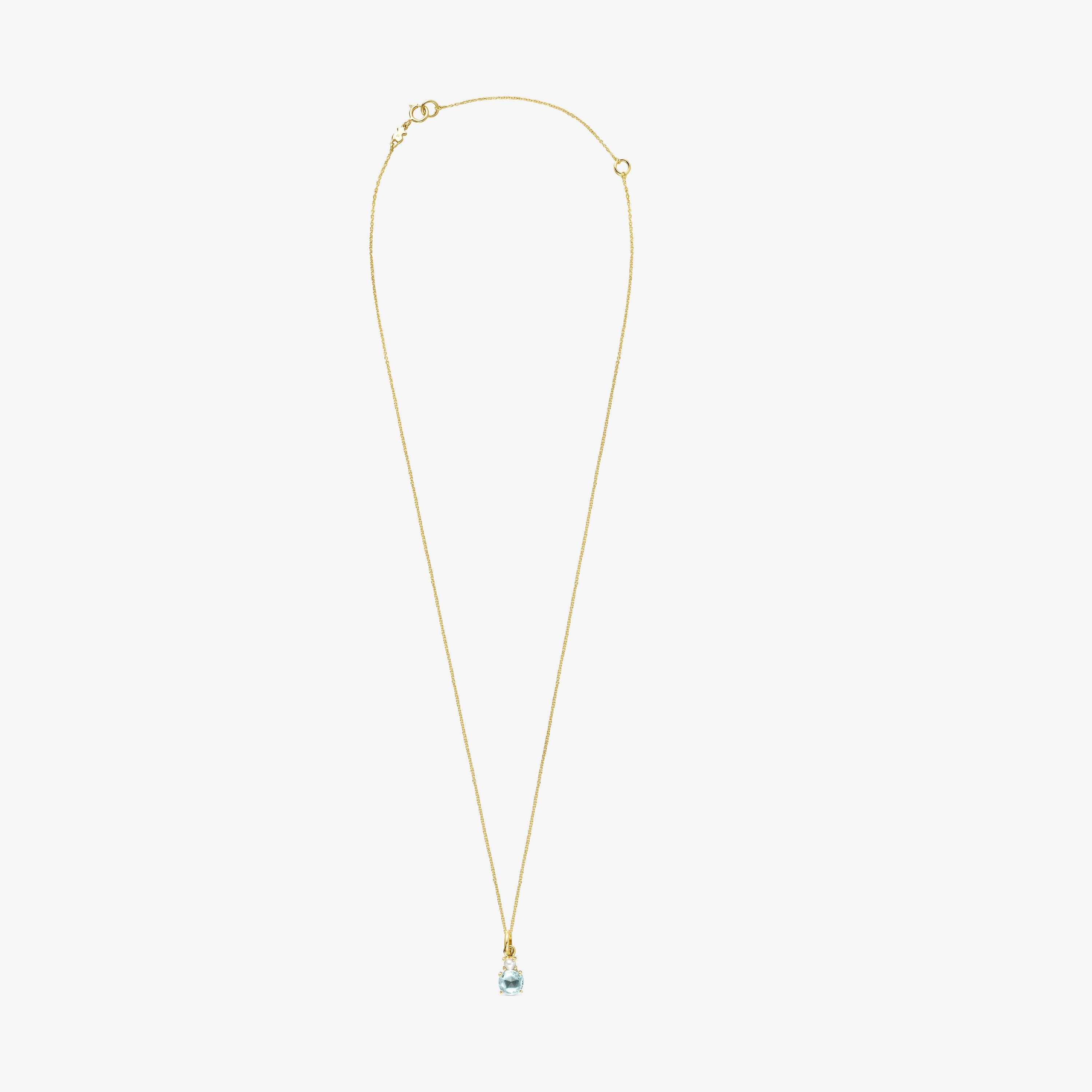 Mini Ivette Necklace in 18K solid gold with Topaz and Pearl