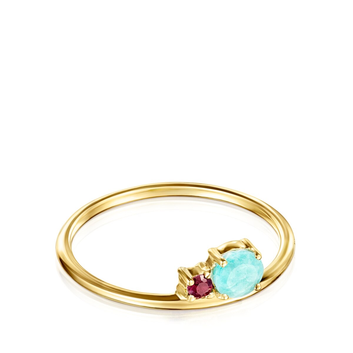 Anillo de oro con amazonita facetada y rubí Mini Ivette