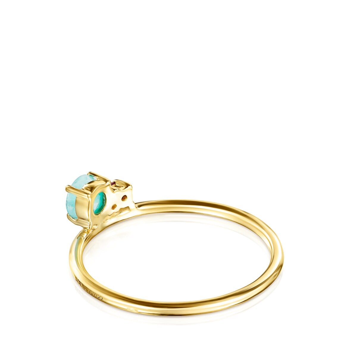 Anillo de oro con amazonita facetada y rubí Mini Ivette