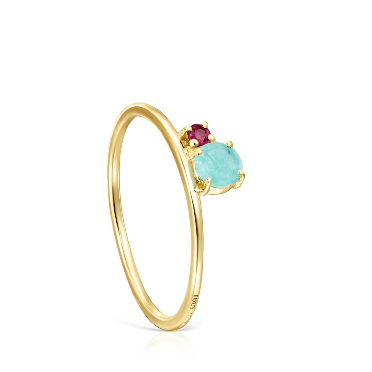 Anillo de oro con amazonita facetada y rubí Mini Ivette