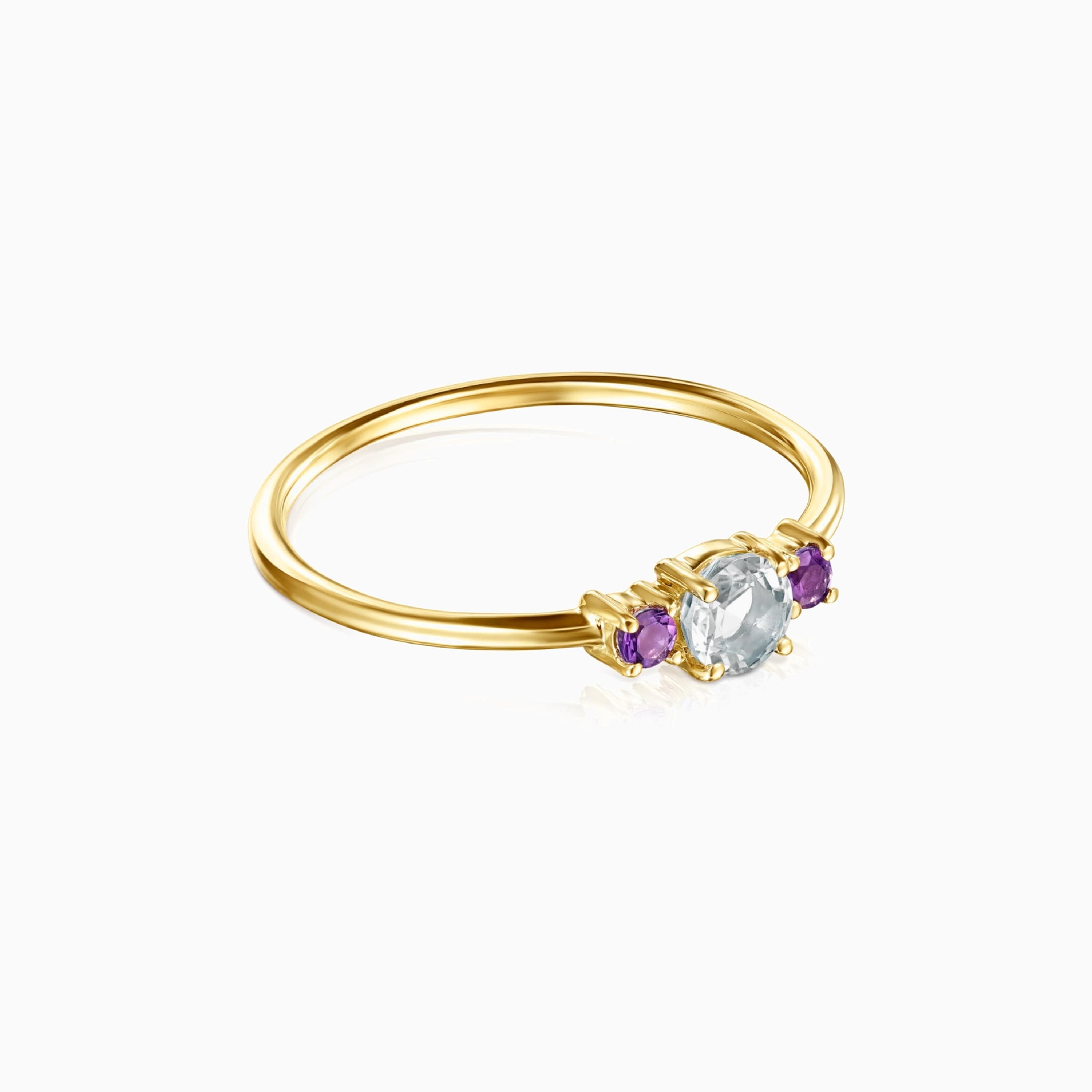 Mini TOUS Ivette Ring 18K solid gold with Prasiolite and Amethyst