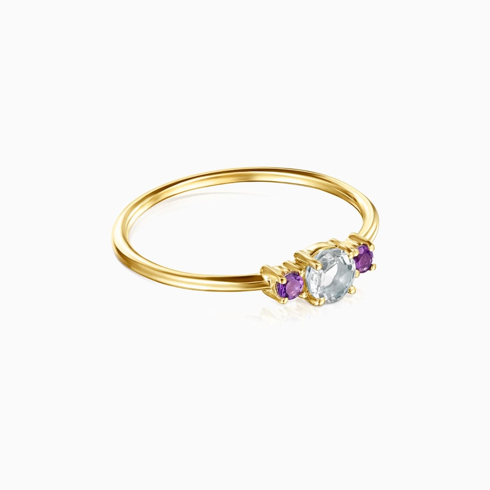 Mini TOUS Ivette Ring in 18K solid gold with Prasiolite and Amethyst