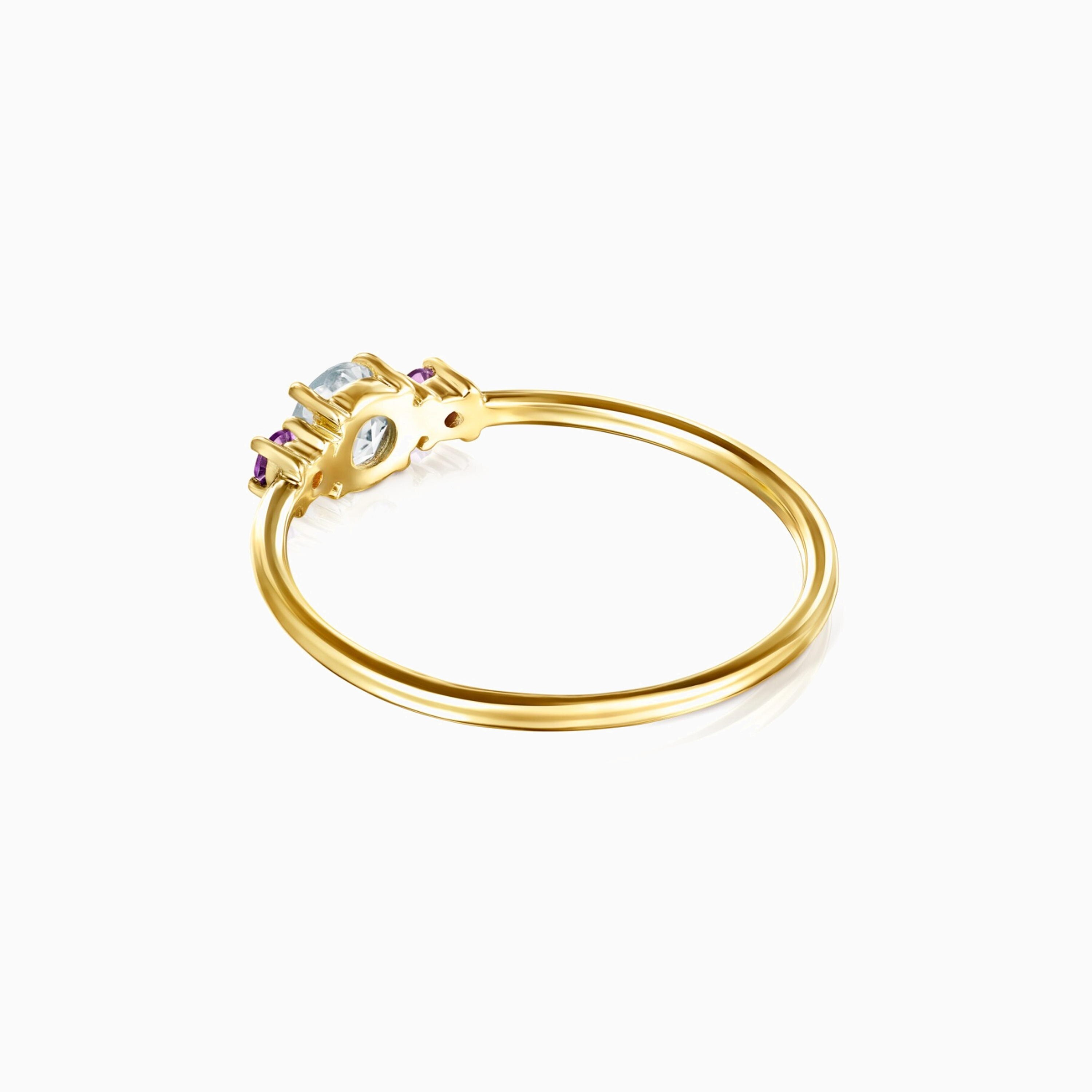 Mini TOUS Ivette Ring 18K solid gold with Prasiolite and Amethyst