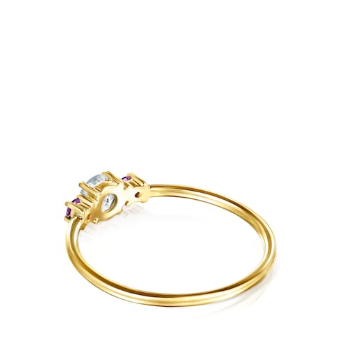 Mini TOUS Ivette Ring in Gold with Prasiolite and Amethyst