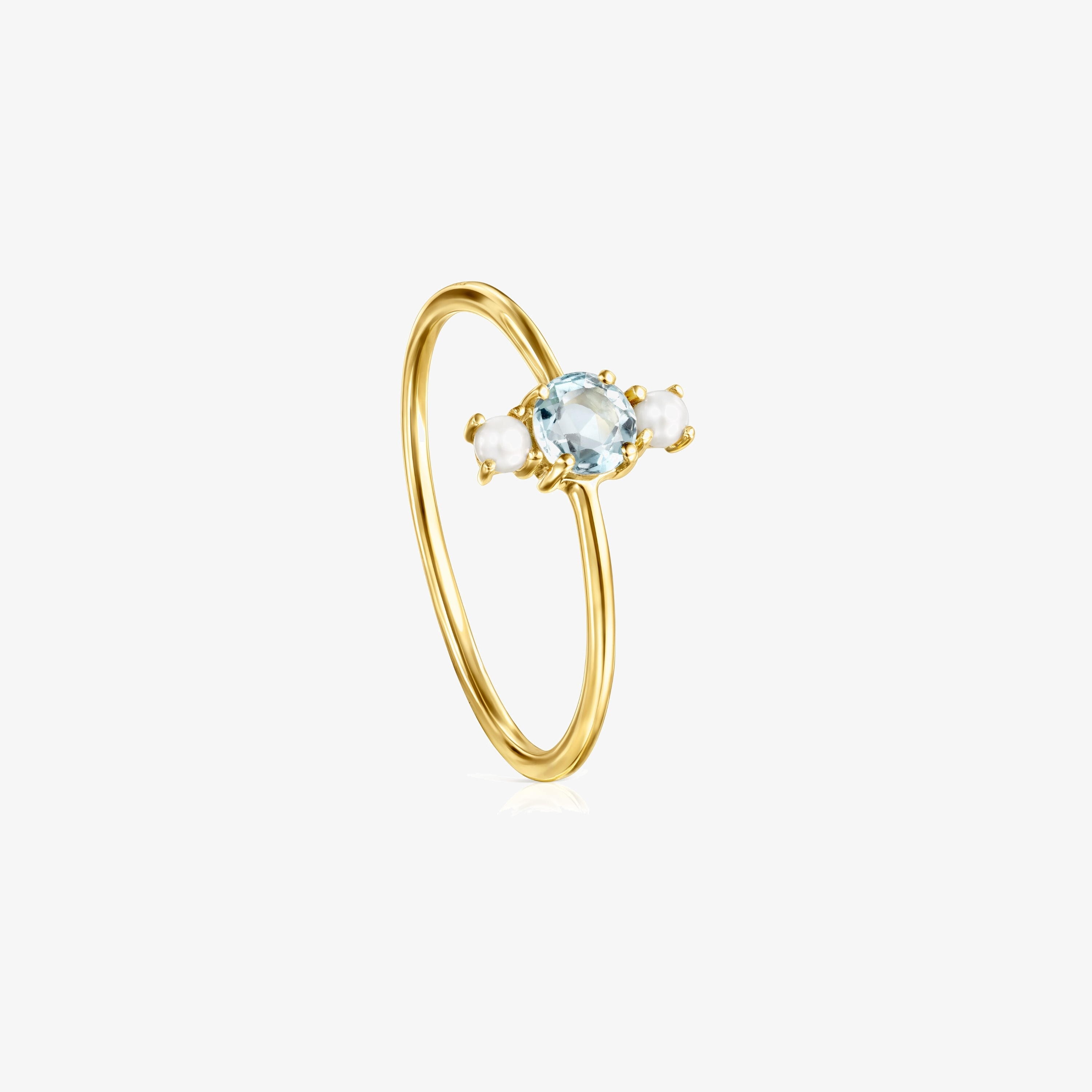 Mini TOUS Ivette Ring 18K solid gold with Topaz and Pearl