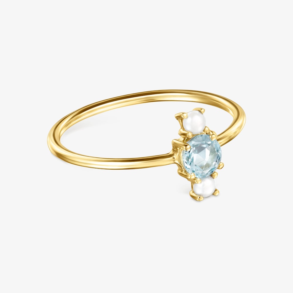 MINI IVETTE - PIERŚCIONEK TOUS Z Ż&Oacute;ŁTEGO ZŁOTA Z PERŁAMI I TOPAZEM