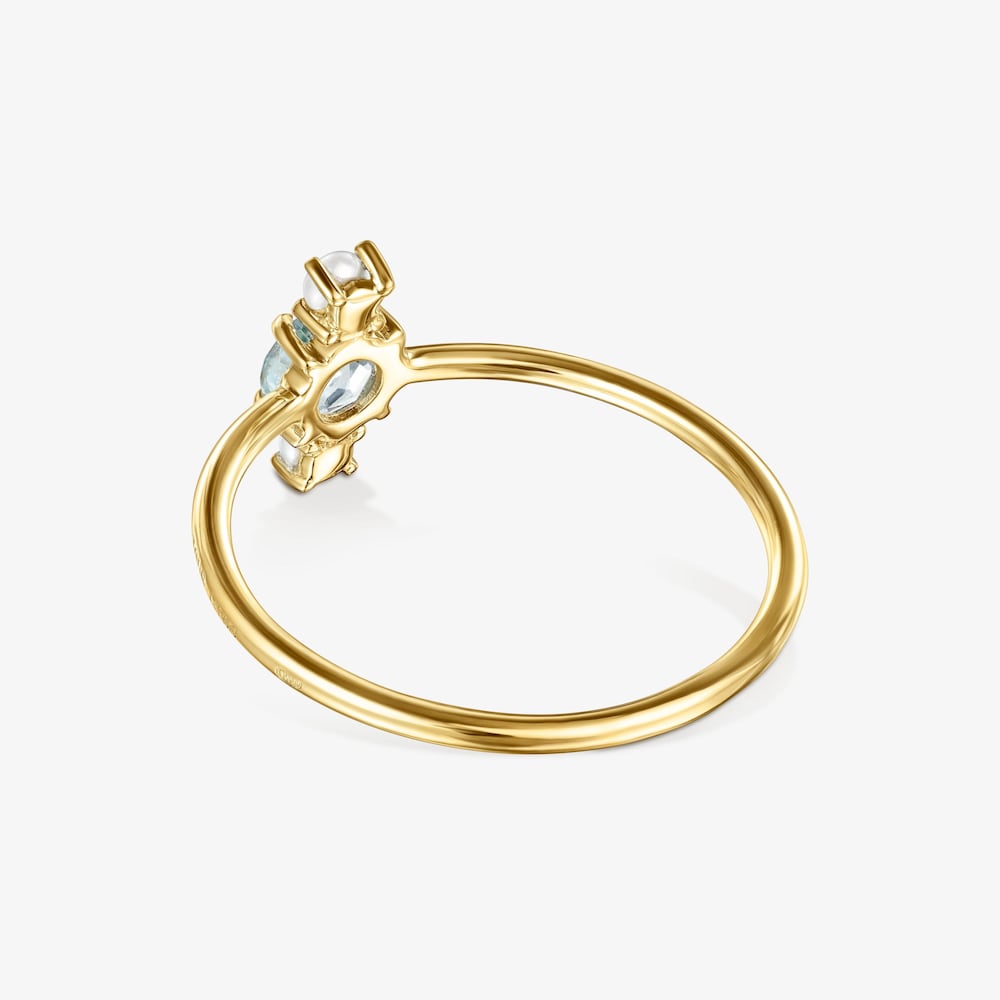 MINI IVETTE - PIERŚCIONEK TOUS Z Ż&Oacute;ŁTEGO ZŁOTA Z PERŁAMI I TOPAZEM