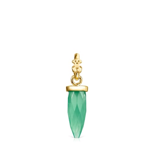 Dije Tiny prisma con ba&ntilde;o de oro 18 kt sobre plata y Crisoprasa