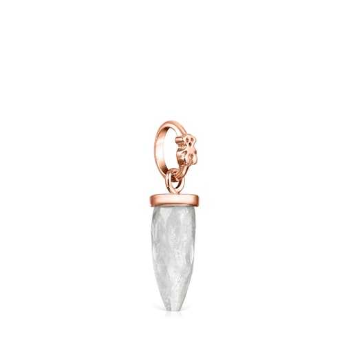Tiny prism Pendant in Rose Silver Vermeil with Quartz