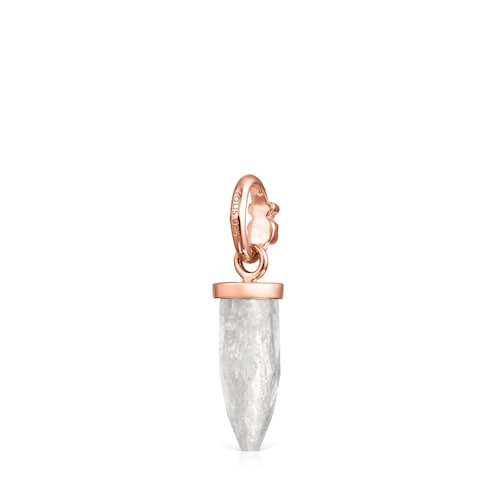 Tiny prism Pendant in Rose Silver Vermeil with Quartz