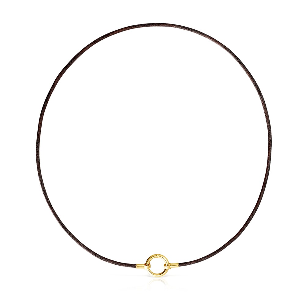 Gold and brown Leather Hold Necklace image number 0
