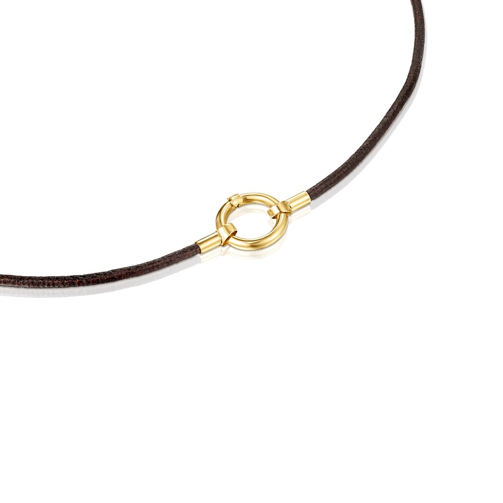 Gold and brown Leather Hold Necklace image number 1
