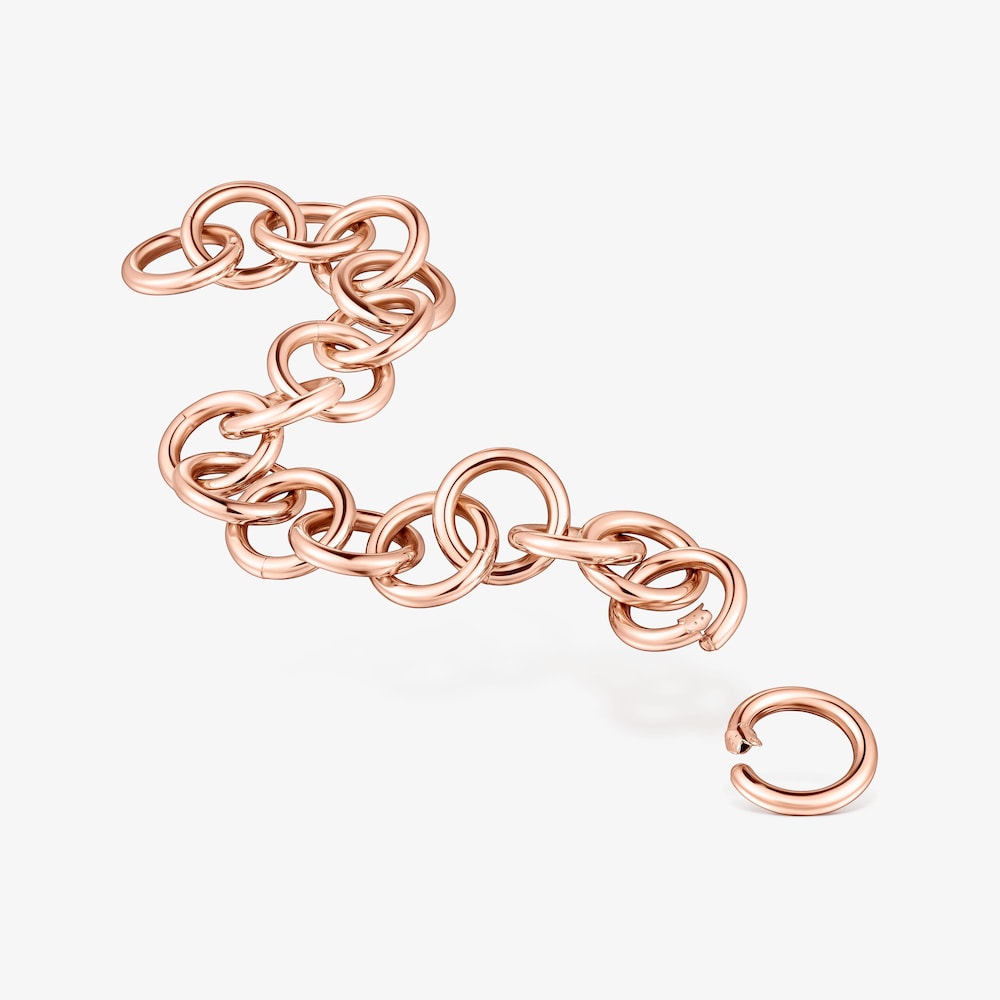 Pulsera de anillas con ba&ntilde;o de oro rosa 18 kt sobre plata Hold