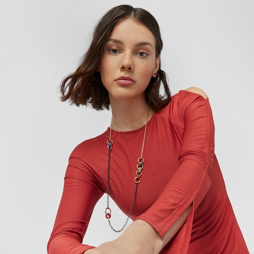 Colar Hold Gems em Prata Vermeil e Prata Dark Silver com Pedras Preciosas