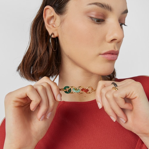 Colar Hold Gems em Prata Vermeil e Prata Dark Silver com Pedras Preciosas