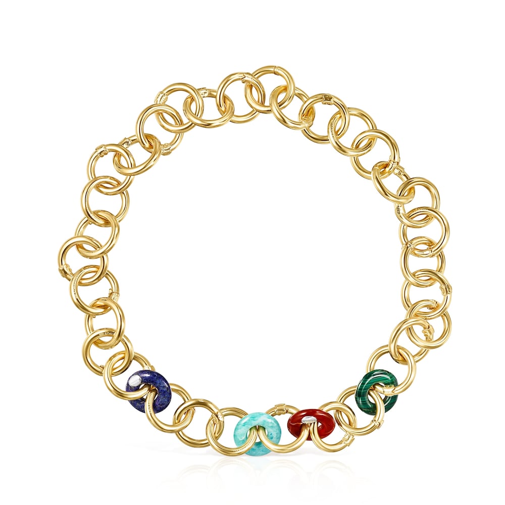 Colar Hold Gems em Prata Vermeil com Pedras Preciosas